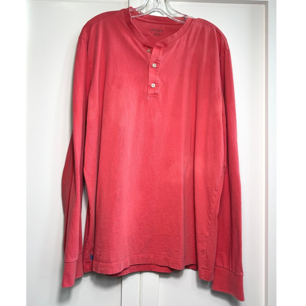 UNTUCKit Coral Cotton Long Sleeve Henley Shirt Men's X-Large